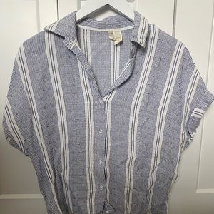 Women’s striped collared cotton shirt